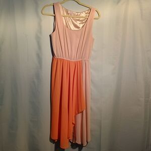 olive and oak Sleeveless Color block Dress Peach Pink Asymmetrical Hem Women’s.